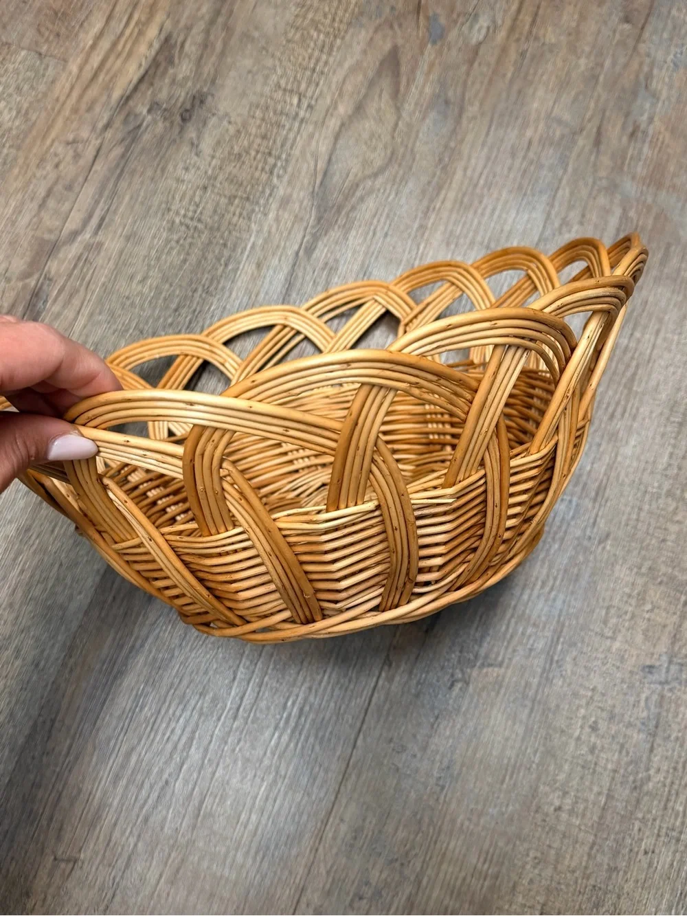 Large Woven Rattan Decorative Basket - Natural Brown